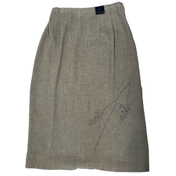 Deadstock Venezia Lane Bryant 90 Style Maxi Skirt Slit Embroidered SZ 14 16 Gray - Picture 1 of 12